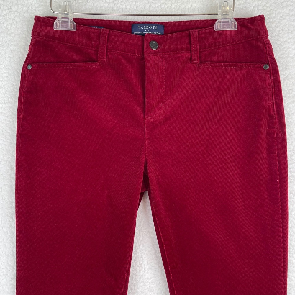 Talbots Red Corduroy Pants Womens 8P Straight Leg Simply Flattering 5-Pocket 8P